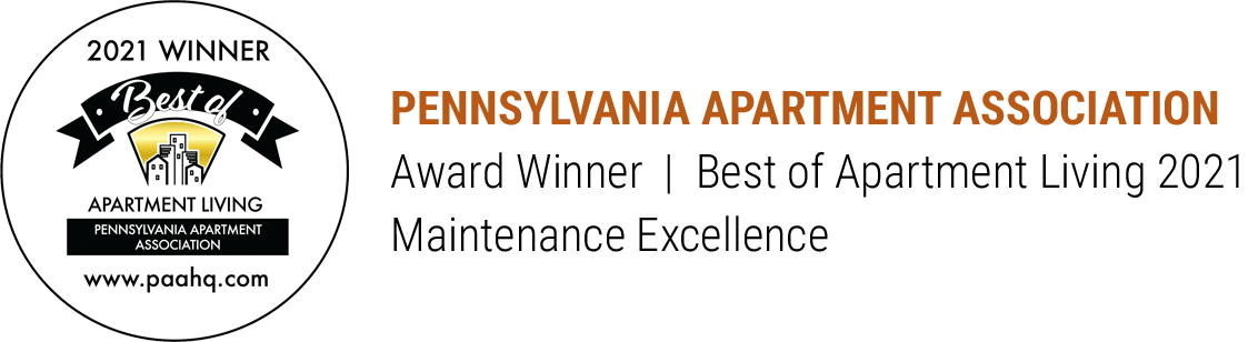 Pennsylvania Apartment Association Award Winner Best in Apartment Living